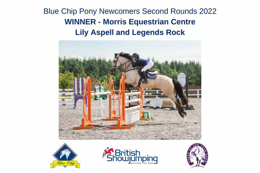 Lily Aspell wins the Blue Chip Pony Newcomers Second Round at Morris Equestrian Centre