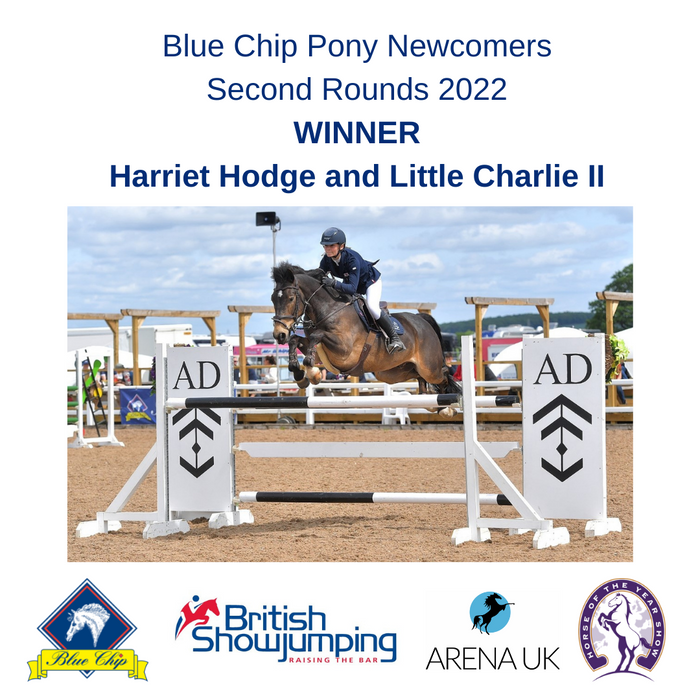 Harriet Hodge lands the Blue Chip Pony Newcomers Second Round at Arena UK
