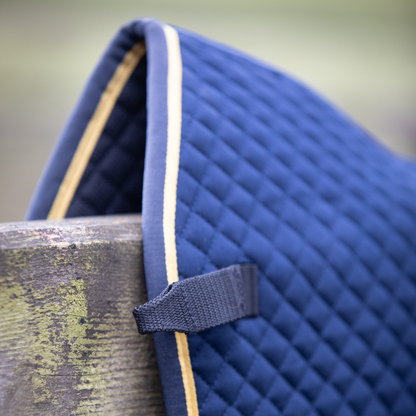 New Blue Chip Dressage Saddlecloth - Navy with gold trim