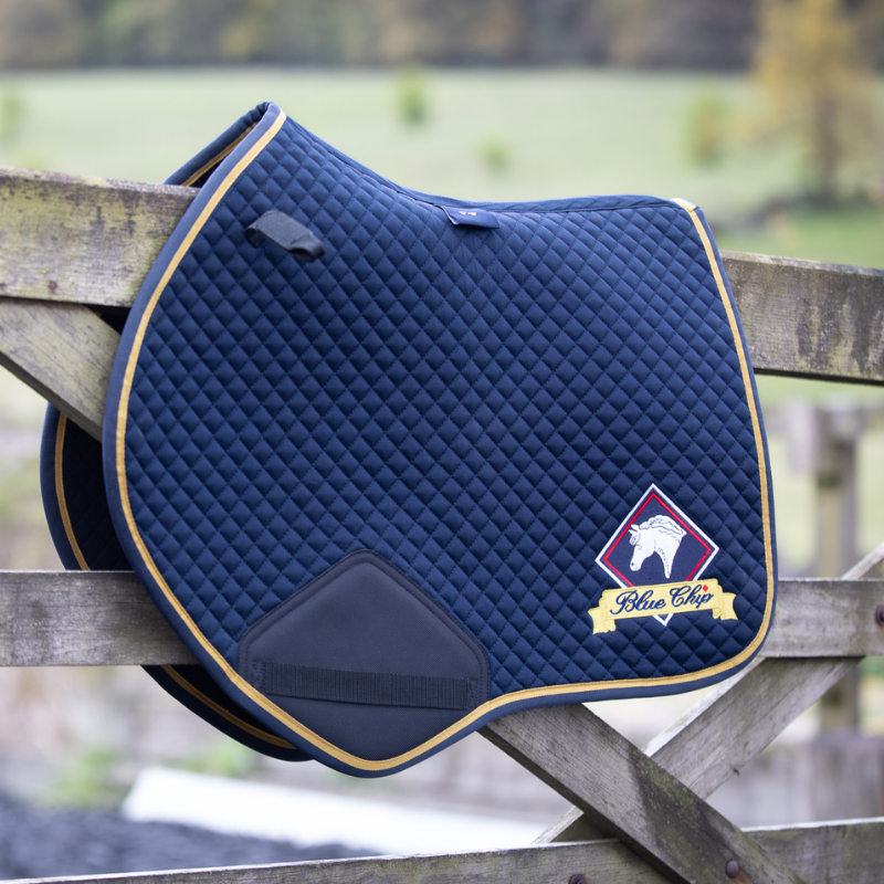 New Blue Chip Close Contact Saddlecloth - Navy with gold trim